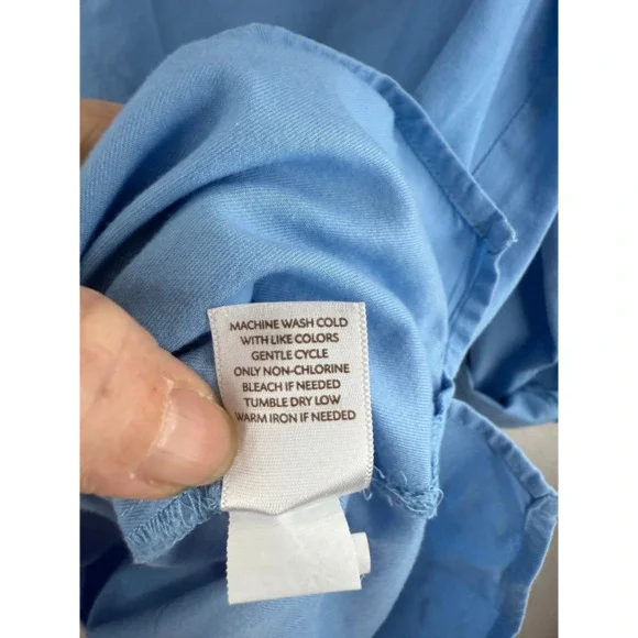 J Jill Blue Cotton Long Roll Up Sleeve V Neck Top Sz M Beachy Comfy Lagenlook - Picture 12 of 12